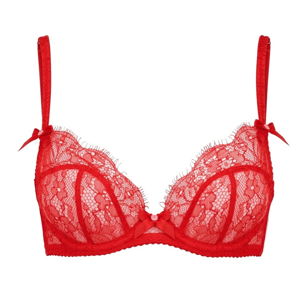 NWT Lorna Lace Red Agent Provocateur Plunge Bra Classic Red Lingerie Bra